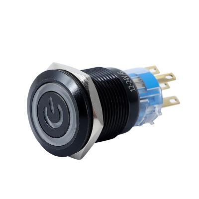 China Water Proof 19mm 22mm 110v Ip67 NO GOLD Illuminated Anti Vandal Latching Metal Normally Closed Push Button Switch for sale