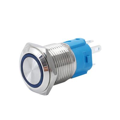 China Water Time Proof 8Mm 10Mm 12Mm 16Mm 19Mm 22Mm AC 12V LED Illuminated Power Metal Waterproof Push Button Switch for sale