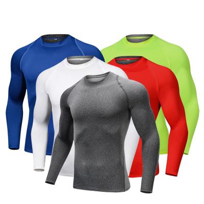 China Custom Logo Quick Dry Anti-Wrinkle Polyester Spandex Blank Summer Sheath Long Running Simple Compression Golf Fitness Gym Sports T-shirt Men for sale