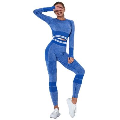 China Breathable Long Sleeve New Arrival Active Seamless Fitness Clothing Custom Full Pants Women Gym Workout Sportswear 2 Piece Yoga Set for sale