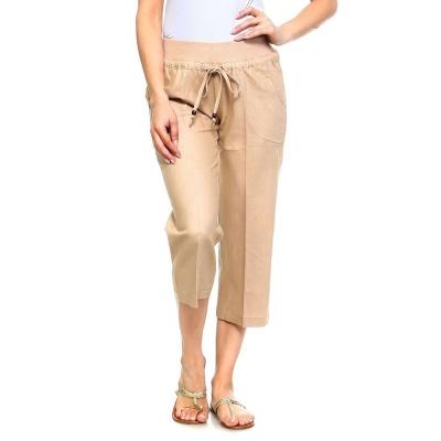 China QUICK DRY Women's Casual Canvas Capri Lounge Pants With Drawstring Waist for sale