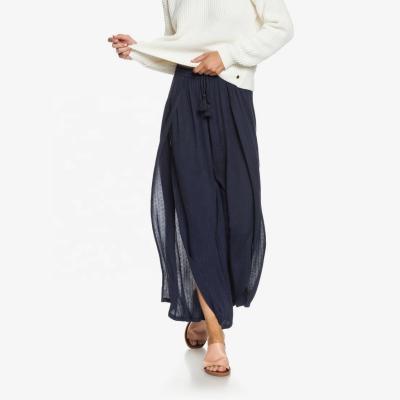 China Breathable Women Casual Elastic Waist Beach Pants Wrap Side Split Wild Leg Pants Trousers for sale