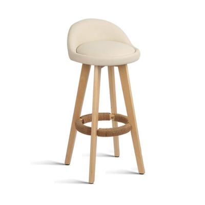 China Modern Wooden Bar Stool Canvas Cover Bar Stool Around Seat Bar Chair With Beech Legs for sale