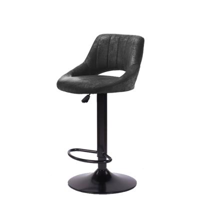 China Retro Modern Black Suede Fabric Adjustable Bar Stool High Bar Chair For Home Kitchen for sale