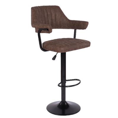 China Bar Stool Retro Vintage Brown PU Leather Bar Stool Adjustable Bar Umpire Chair Kitchen Bar Furniture for sale