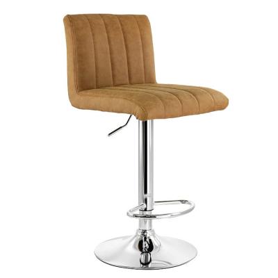 China Vintage PU Bar Stool Modern Leather Kitchen Adjustable Vintage Bar Chairs With Chromed Base for sale