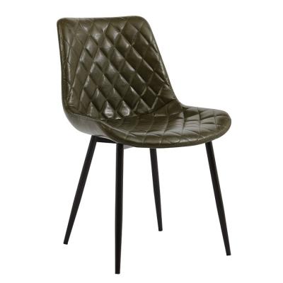 China Modern PU Leather Bright Color Modern Living Room Dining Chair Furniture With Black Metal Legs for sale