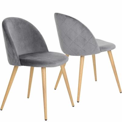 China Modern Modern Velvet Fabric Dining Chair Leisure Chair With Wood Grain Metal Legs for sale