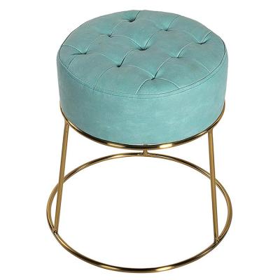 China stool home & Leather Ottoman Small Ottoman Stool Round Ottoman Foot Stool With Gold Metal Base for sale