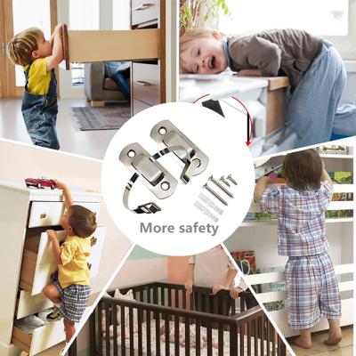 China Child Safety Accessories Stainless Steel Baby Safety Anti-Tip Furniture Adjustable Strap for sale