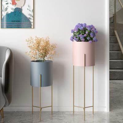 China Nordic Light Luxury Type Flower Pot Shelf Modern New Fashion Metal Frame Flower Rack Simple Indoor Living Room Floor Stand for sale