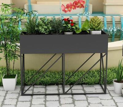 China Modern New Design Style Metal Pastoral Plant Stand Outdoor Fashionable Restaurant Flower Pots Iron Plant Pots Racks for sale