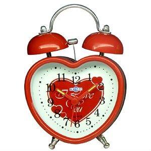 China Alarm Metal Case Heart Shape Twin Bell Alarm Clock Red Color for sale