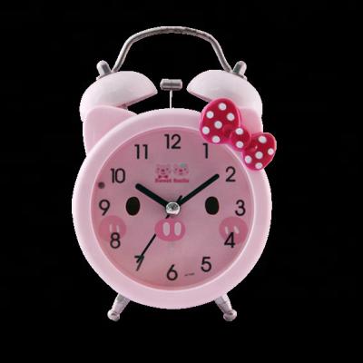 China LUMINOVA Lovely Pig Shaped Twin Bell Alarm Clock With Bow Tie for sale