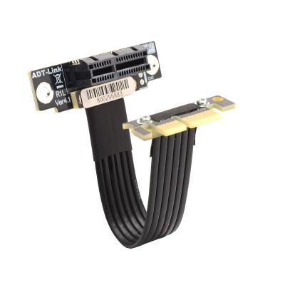 China PVC+Copper PCIe X1 Riser Cable Dual 90 Degrees PCIe 4.0 x1 to x1 16Gbps PCI Express 1x High Speed ​​Extension Cable Riser Card Ribbon Supplement for sale