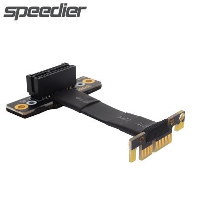 China PCIe x1 3.0 Audio PCI Express 1x to 1x Riser Card Ribbon Adapter Extension Cable 8G/bps Dual 90 Degree Gen3.0 PCIe x1 Right Angle Ribbon Cable for sale