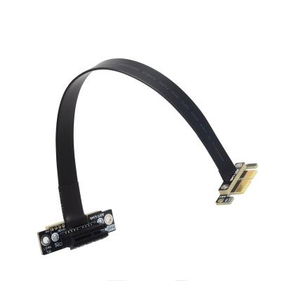 China PVC+Copper PCIe X1 Riser Cable Dual 90 Degree Right Angle PCIe 3.0 x1 to x1 Extension Cable 8Gbps PCI Express 1x Riser Card Ribbon Supplement for sale