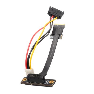 China PVC+Copper Riser M.2 WiFi A.E Key A+E NGFF to Extra PCI-e x1 Adapter Card Cable Gen3 for PCIE 3.0 x1 with 4P Sata Power 90 Degree Socket for sale