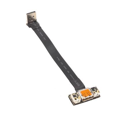 China PVC+Copper Displayport FPV Flat Ribbon Cable Down Angled Male To DP1.2 FPC Female DP Cable With Mounting Hole For Graphics Card Extension for sale