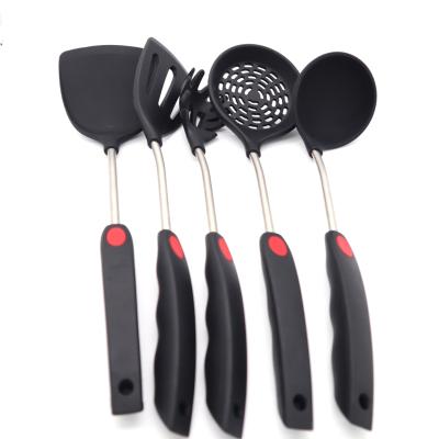 China Viable Kitchen Ware Stainless Steel Cookware Set Cheap Pot 5pcs Kitchen Utensils Set Silicone Baking for sale