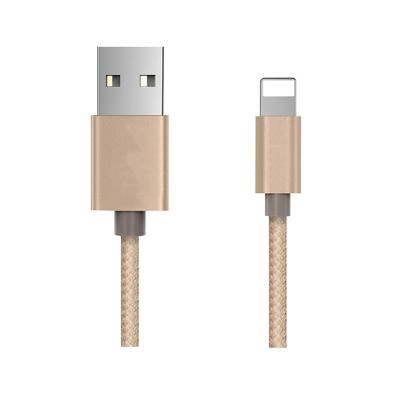 China Rose Gold Connector Nylon Braided Mobile Phone Lighting To USB Quick Charging Cable for sale