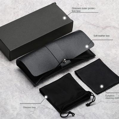 China Wholesale Customized PU Leather Sunglasses Package Set Case Tissue Bag Paper Box Glasses Box Leather Set for sale