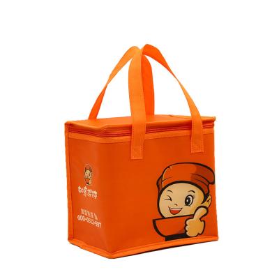 China Waterproof Custom Foldable Disposable Non Woven Lunch Bag Food Delivery Large Cooler Bag for sale