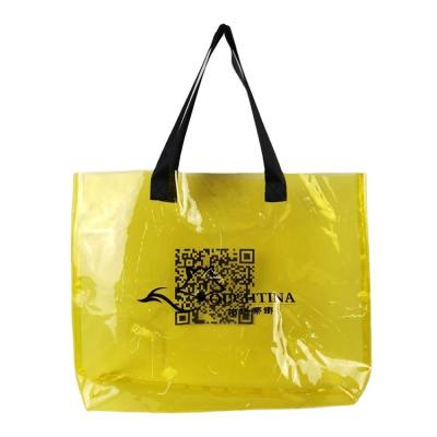 China Light Yellow Custom Clear Transparent PVC Shopping Tote Bag for sale