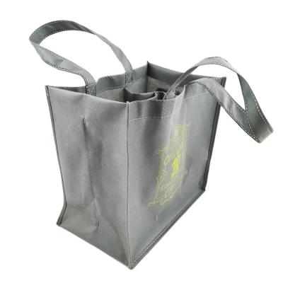 China Reusable Carry Bag 6 Bottle Foldable Wine Bag Handled Cooler Nonwoven Wine Bag With Logo for sale