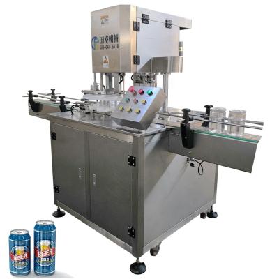 China Automatic Food Aluminum Foil Sealing Machine Beverage Tin Can Cans Filling And Sealing Machine for sale