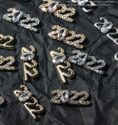 China 2022 Wholesale Nail Art Factory Rhinestone Diamond Rhinestone Nail Art Zircon Charms Silver Gold Nail Jewelry 14.5x5.5cm for sale