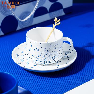 China Klein Viable 250ML 8oz Nordic Style Handcrafted Coaster Spoon Gift Packing Ceramic Tea Coffee Mug Set for sale