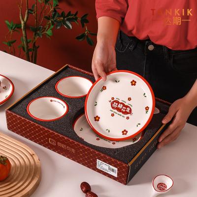 China Viable I wish you happy couples lover happiness gift box packing bowl dish dishes household porcelain tableware for men/women for sale