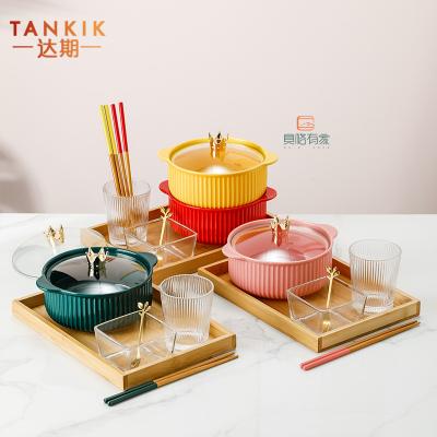 China Nordic Viable Safe Bowl Noodle Soup Color Underglazed Kids Food Grade Style Dishes Glass Gift Box Packing Ceramic Pottery Tableware for sale