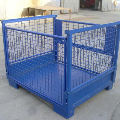 China Foldable Wire Mesh Container With Base Plate With Powder Coating for sale