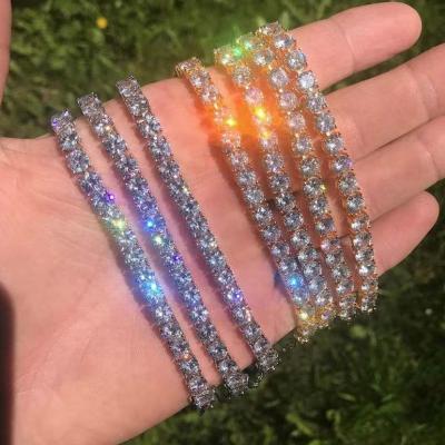 China New CLASSIC 4mm Zircon Tennis Bracelets For Women Iced Out Lady Men Colorful Chain Jewelry Zircon Armband CZ Pulseras Bracelet for sale