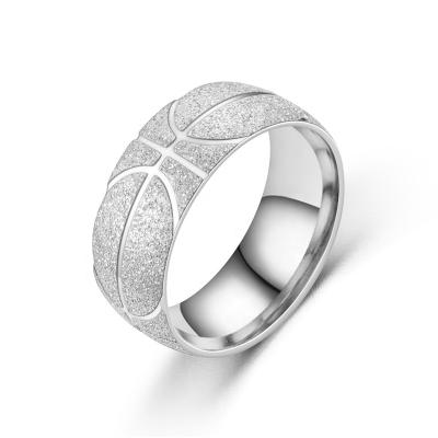 China New Trendy Men's Basketball Sports Mens Jewelry Rings Frosted Stainless Steel Titanium Steel for sale