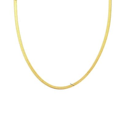 China Fashion TRENDY Herringbone 18K Gold Snake Chain Choker Necklace Plain Stainless Steel Thick Bold Jewelry for sale