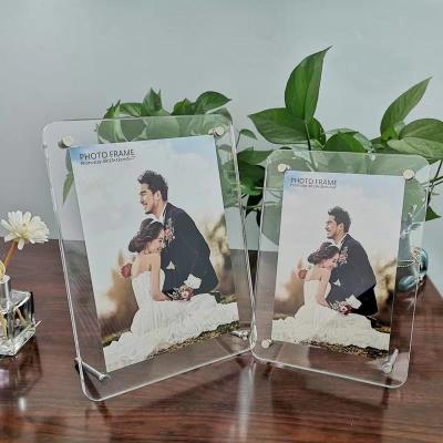 China JSM 6 Inch 4R Frameless Photo Pinning Frame License Plate Holder Screw Acrylic Photo Album Back Transparent Family for sale