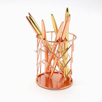 China Pen Collection Rose Gold Metal Pen Holder for Desktop Decoration for sale