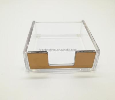 China Foshan Office Supplies School Desk Square 4x4 Durable Acrylic Desktop Clear Acrylic Notepad Holder for sale