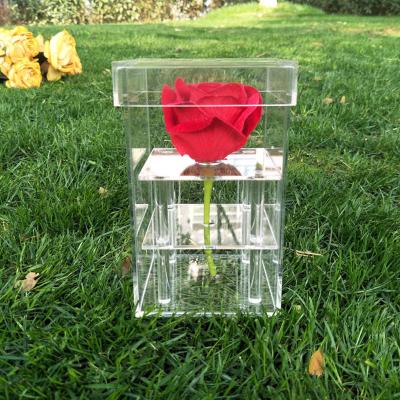 China JSM Box I Love You For Wedding Party Small Rose Storage Acrylic Box Square Preserved Clear Transparent Jewelry Wholesale for sale