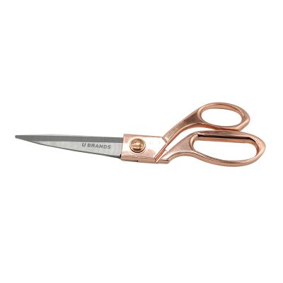 China Universal Kids Stainless Steel Lightweight Scissors School Supplies Rose Gold Metallic Handle Cutting JSM Student Scissors for Cutting for sale