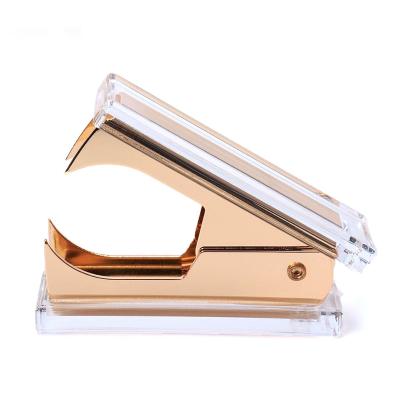 China JSM Rose Golden Daily Promotional Paper Cutter Staple Kit Acrylic Practical Nail Puller Remover Office Supplies Stationery for sale