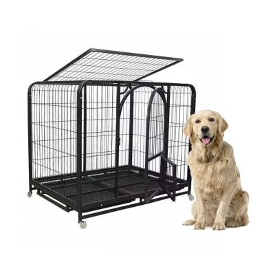 China Inch 42x28x37 Fashion Animal Lock Tray Luxury Pet Dog Cages Metal 2 Door Crate Breathable Solid Plastic Furniture Stainless Steel for sale