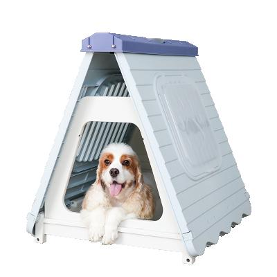 China Wholesale Breathable Luxury Outdoor Use Small Design Triangle Shape Removable Rainproof Plastic Pet Cage Kennel With Window for sale