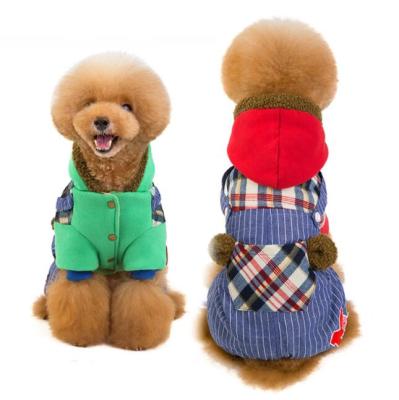 China LEISURE Winter Plaid Lambswool Soft Warm Dog Jacket Cold Weather Windproof Dog Clothes Pet Clothing for sale