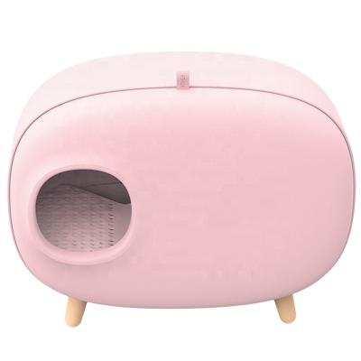 China Hot Sustainable In Europe Wholesale Pet Cat Litter Box Enclosed Cleaning Fashion And Lightweight Toilets For Cats High Quality for sale