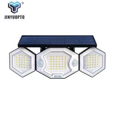 China Waterproof +  Solar Light Solar Motion Lights Outdoor 3 Heads Outdoor with Motion Sensor Adjustable 100LED Solar Security Lights solar panel garden lights for sale