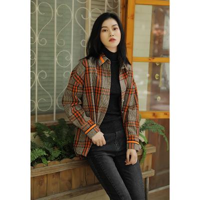 China Anti-pilling latest autumn warm wholesale high quality classic casual plaid shirt ladies jacket for sale